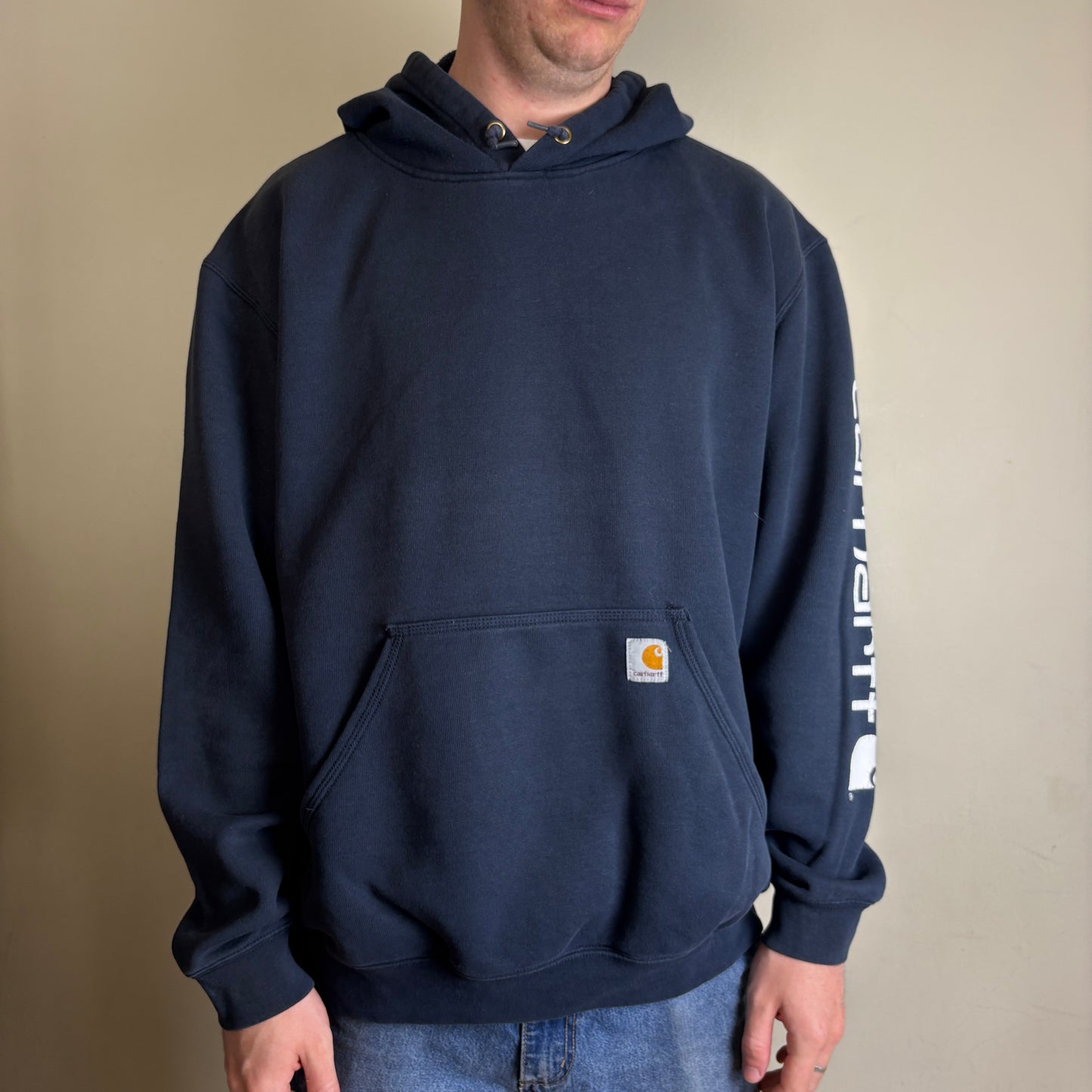 Vintage Carhartt Navy Hoodie Sweatshirt - XL