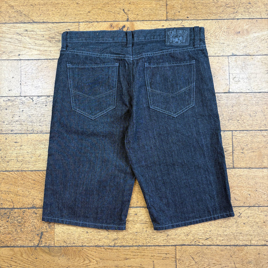 Vintage Ecko Unltd Embroidered Hip Hop Black Baggy Shorts Jorts - 36