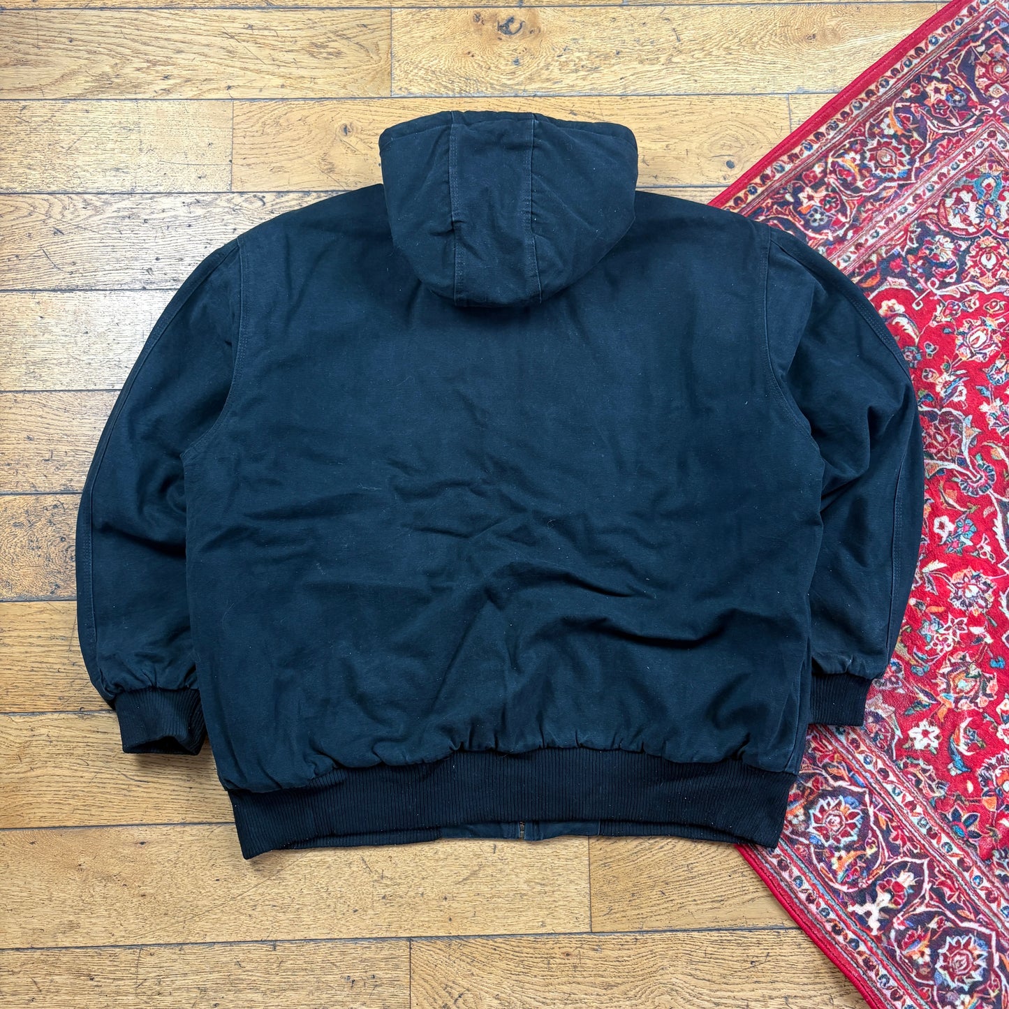 Vintage Workwear Chore Black Heavyweight Active Hoodie Jacket - XXL