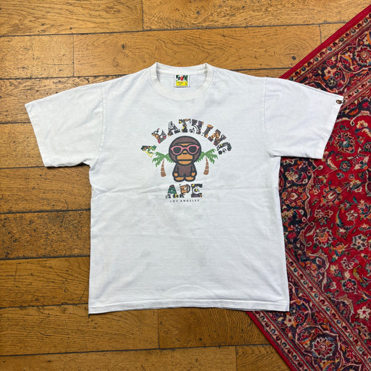 Vintage Bape Bathing Ape White Graphic T-Shirt - S