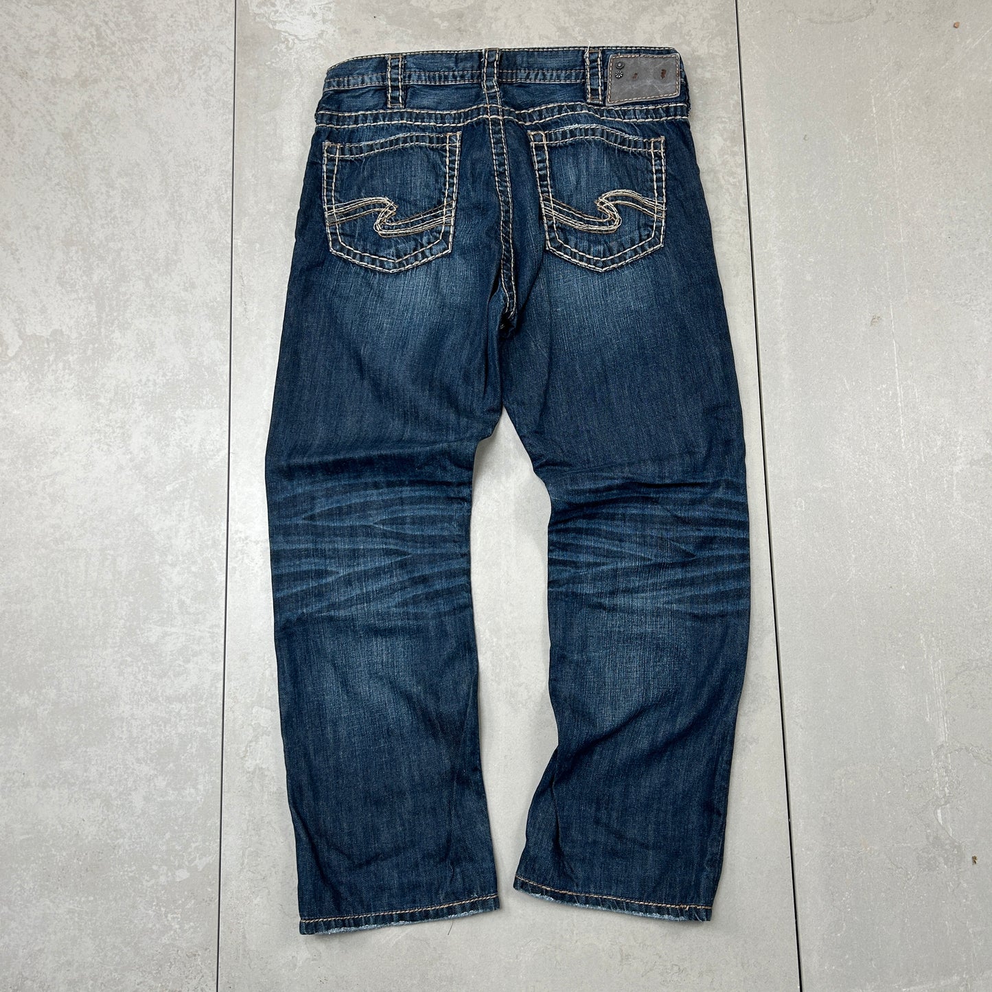 Vintage Embroidered Hip Hop Baggy Blue Jeans - 32