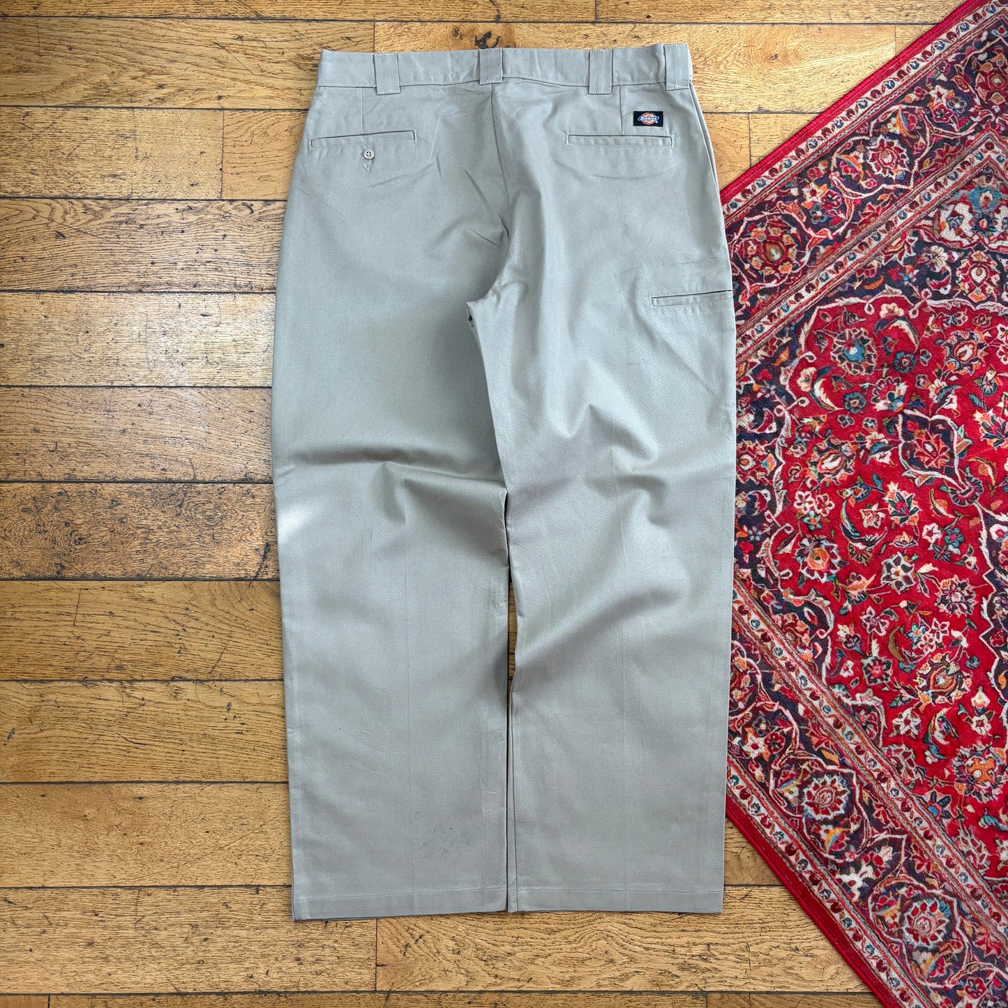 Vintage Dickies 874 Cream Baggy Skate Chino Trousers - 38