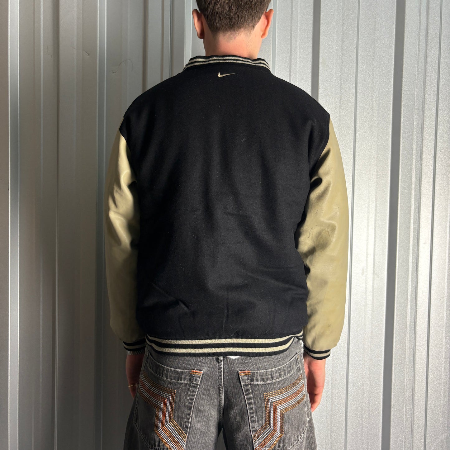 Vintage Nike 90s Dallas Black Varsity Reversible Bomber Jacket - M