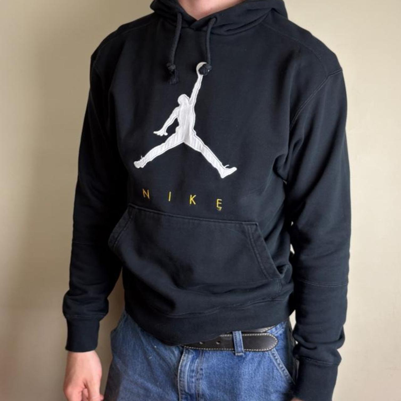 Vintage Nike Jordan Black Embroidered Sweatshirt Hoodie - Small