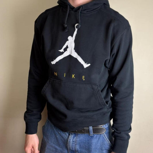Vintage Nike Jordan Black Embroidered Sweatshirt Hoodie - Small