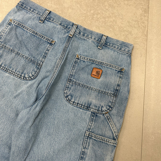 Vintage Carhartt Workwear Baggy Blue Carpenter Shorts - 34