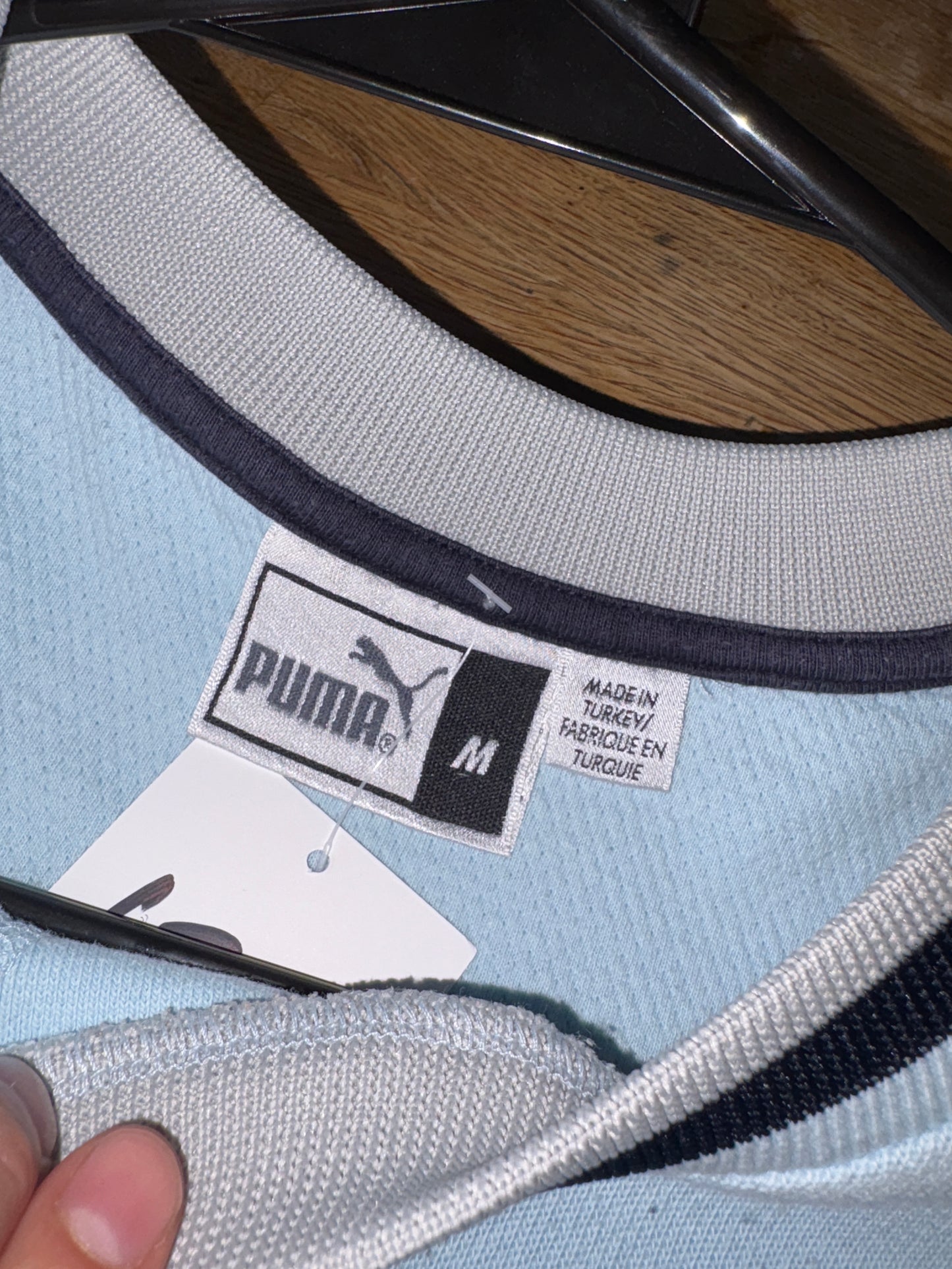 Vintage Puma Blue Ringer Y2K Embroidered Sweatshirt - M
