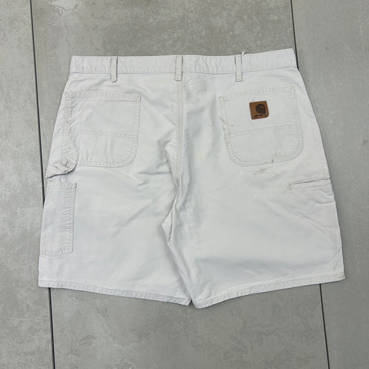 Vintage Carhartt Workwear Baggy Cream Carpenter Shorts - 40