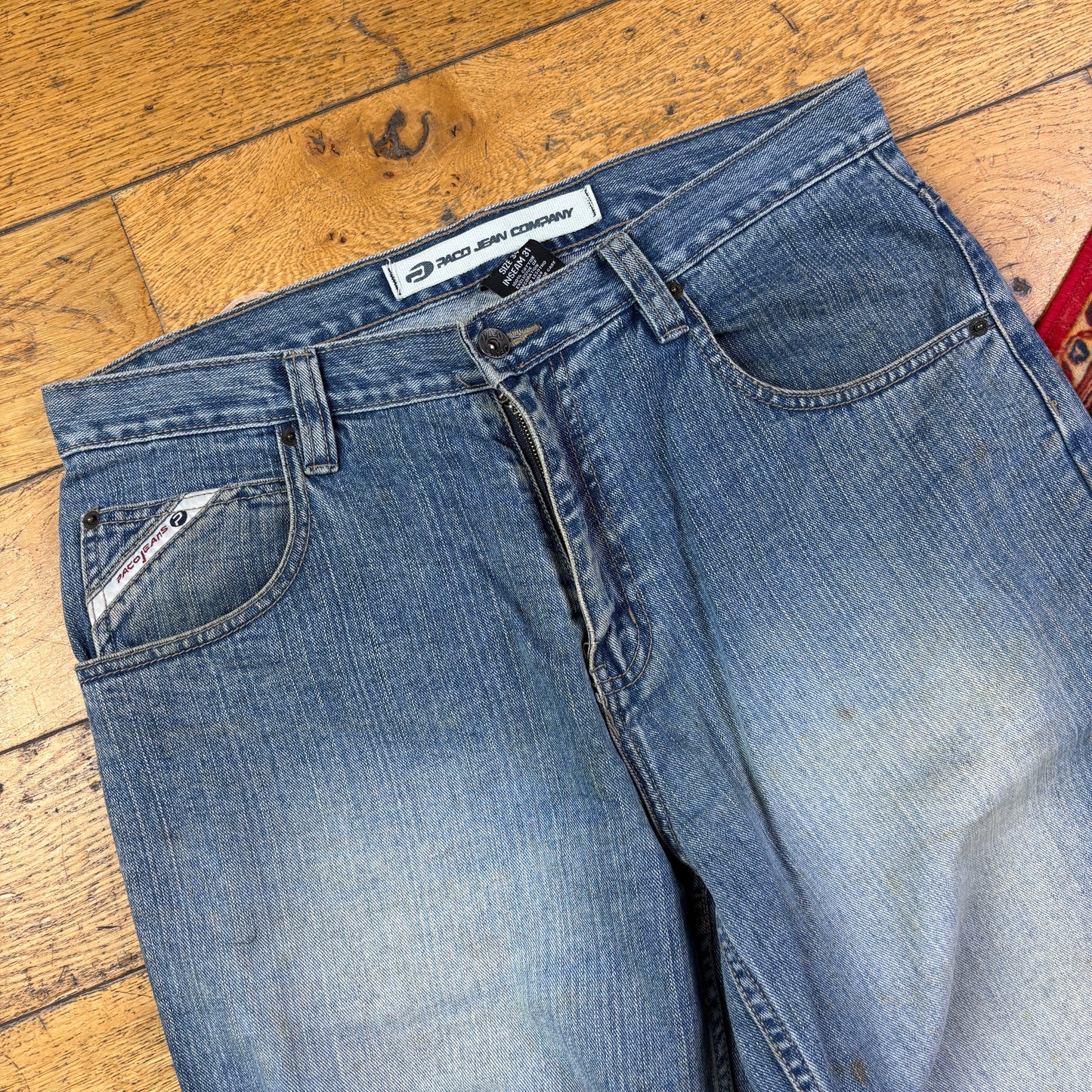 Vintage Paco Blue Embroidered Y2K Hip Hop Baggy Jeans - 36
