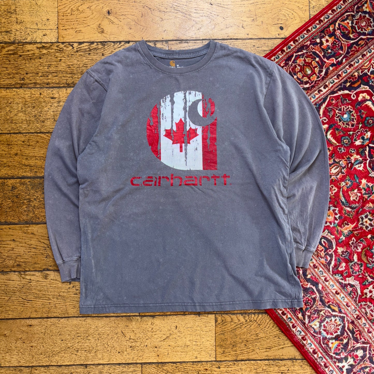 Vintage Carhartt Grey Long Sleeve Graphic T-Shirt - L