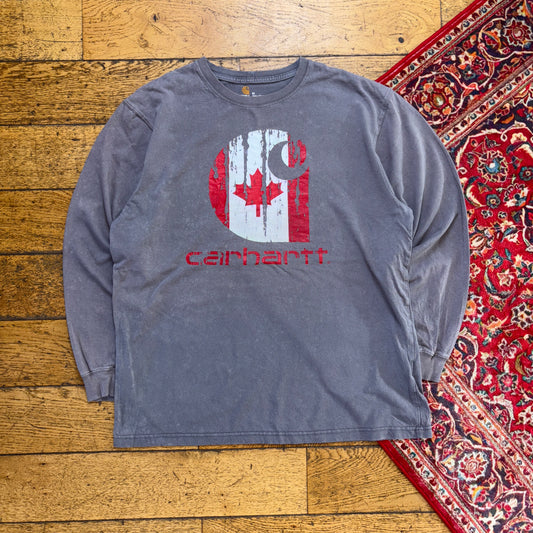 Vintage Carhartt Grey Long Sleeve Graphic T-Shirt - L