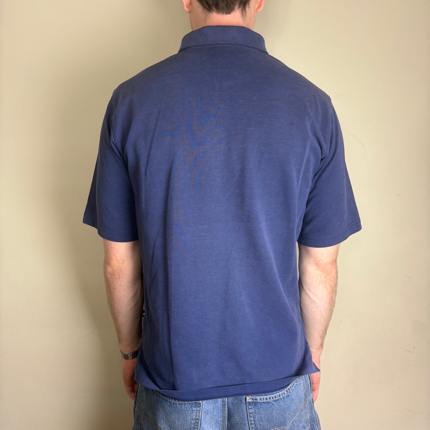 Vintage 90s Adidas Navy Blue Embroidered Polo Shirt - S