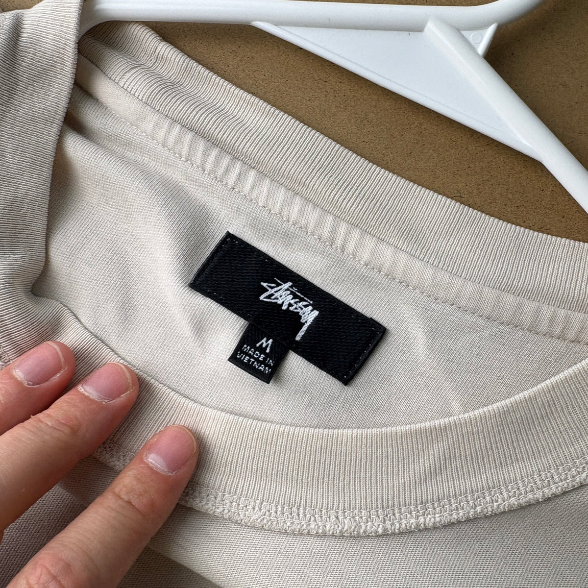 Stussy Exposed Internal Seams Bone Logo T-Shirt - M
