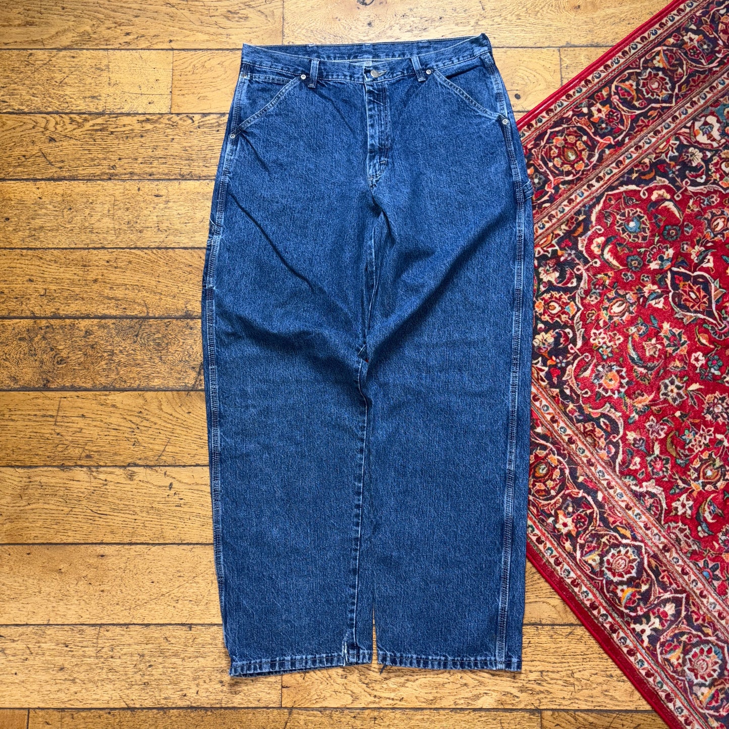 Vintage Wrangler Blue Carpenter Workwear Baggy Jeans - 34R