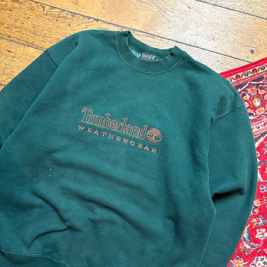 Vintage 90s Timberland Green Embroidered Sweatshirt - XL