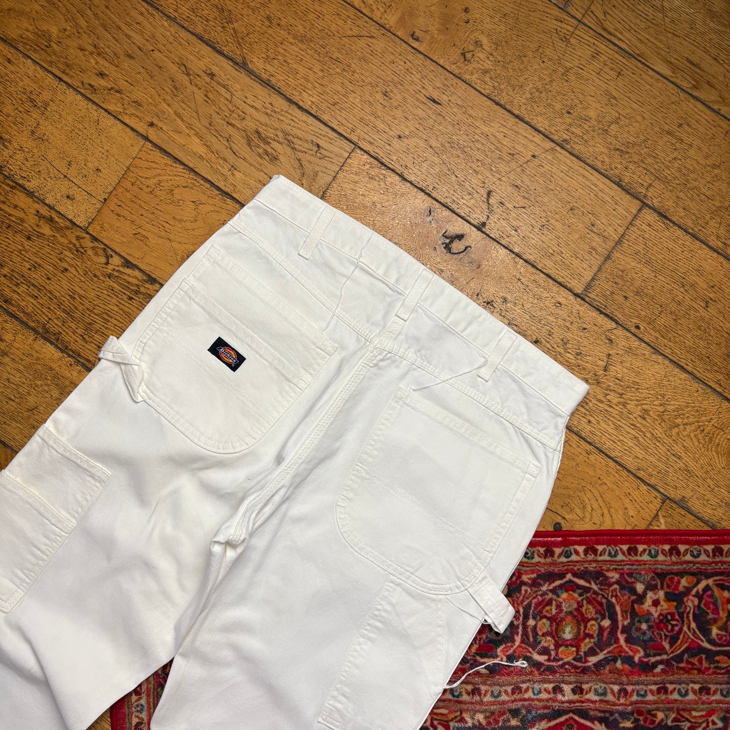 Vintage Dickies Workwear Carpenter White Baggy Trousers - 34L