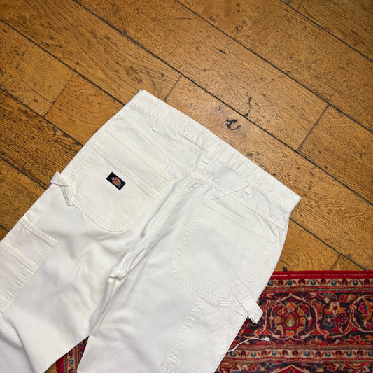 Vintage Dickies Workwear Carpenter White Baggy Trousers - 34L