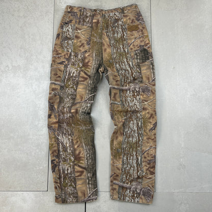 Vintage Real Tree Camo Baggy Khaki Carpenter Workwear Hunting Trousers - 36