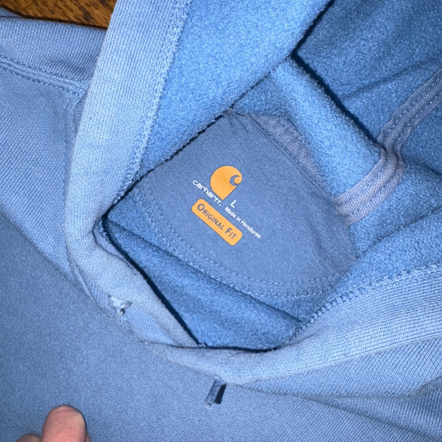 Vintage Carhartt Blue Hoodie Sweatshirt - XL