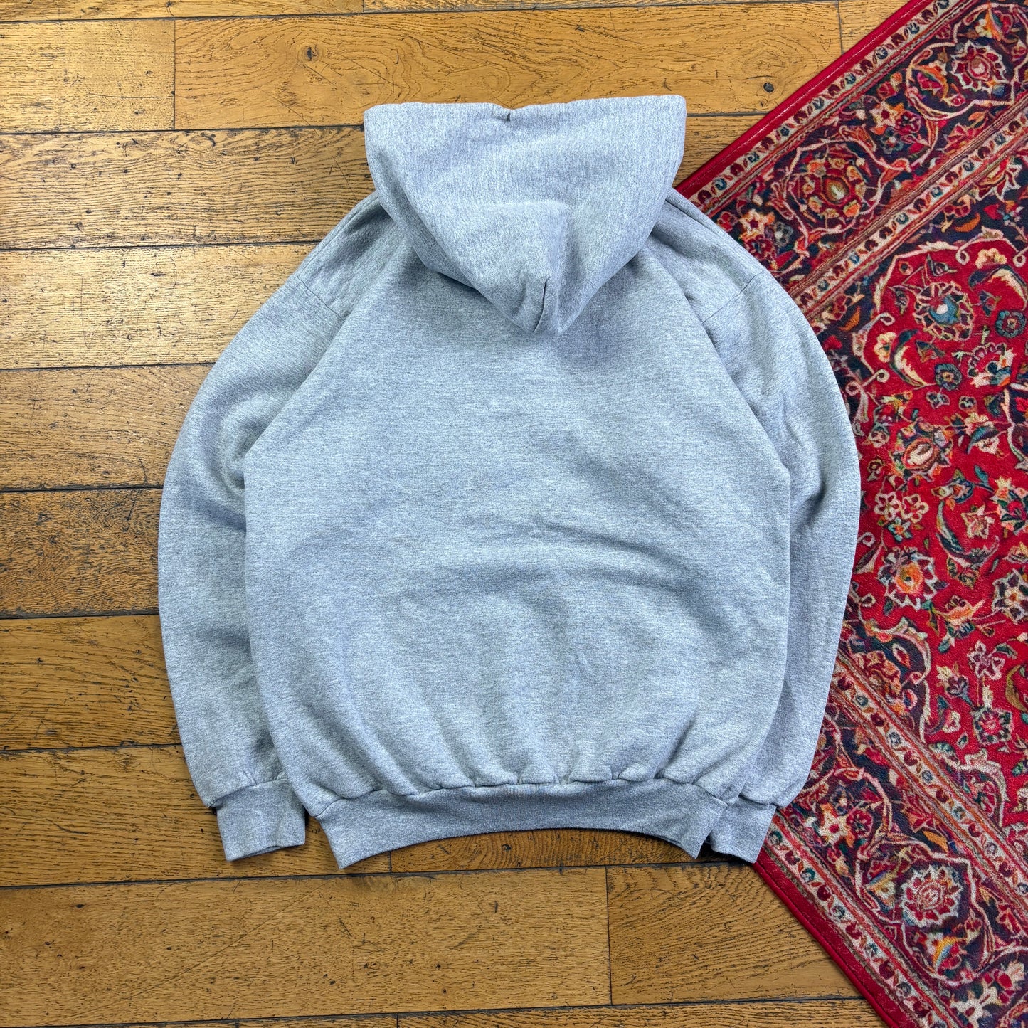 Vintage Champion Grey Boxy USA College Hoodie Embroidered Sweatshirt - M