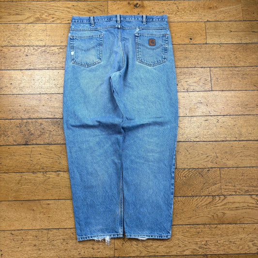 Vintage Carhartt Blue Workwear Carpenter Baggy Jeans - 38