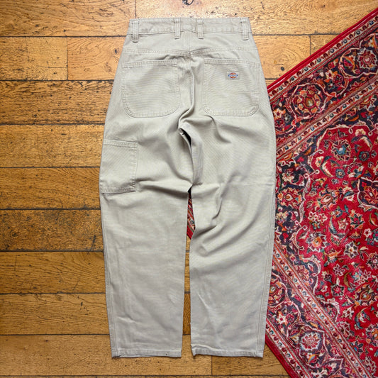 Vintage Dickies Workwear Womens Cream Carpenter Baggy Trousers - Size 10