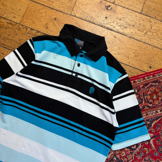 Vintage Southpole Blue Stripe Hip Hop Polo Shirt - S
