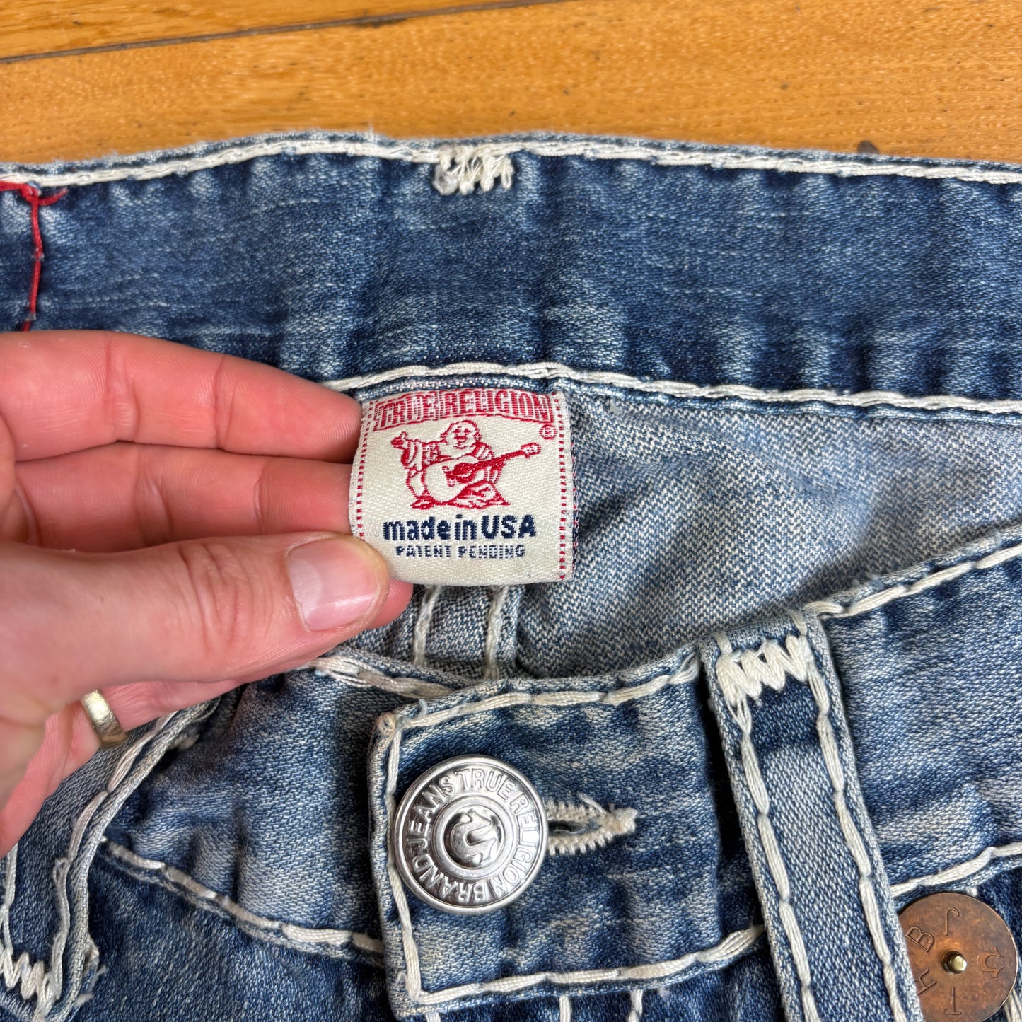 Vintage True Religion Blue Embroidered Y2K Shorts Jorts - 36