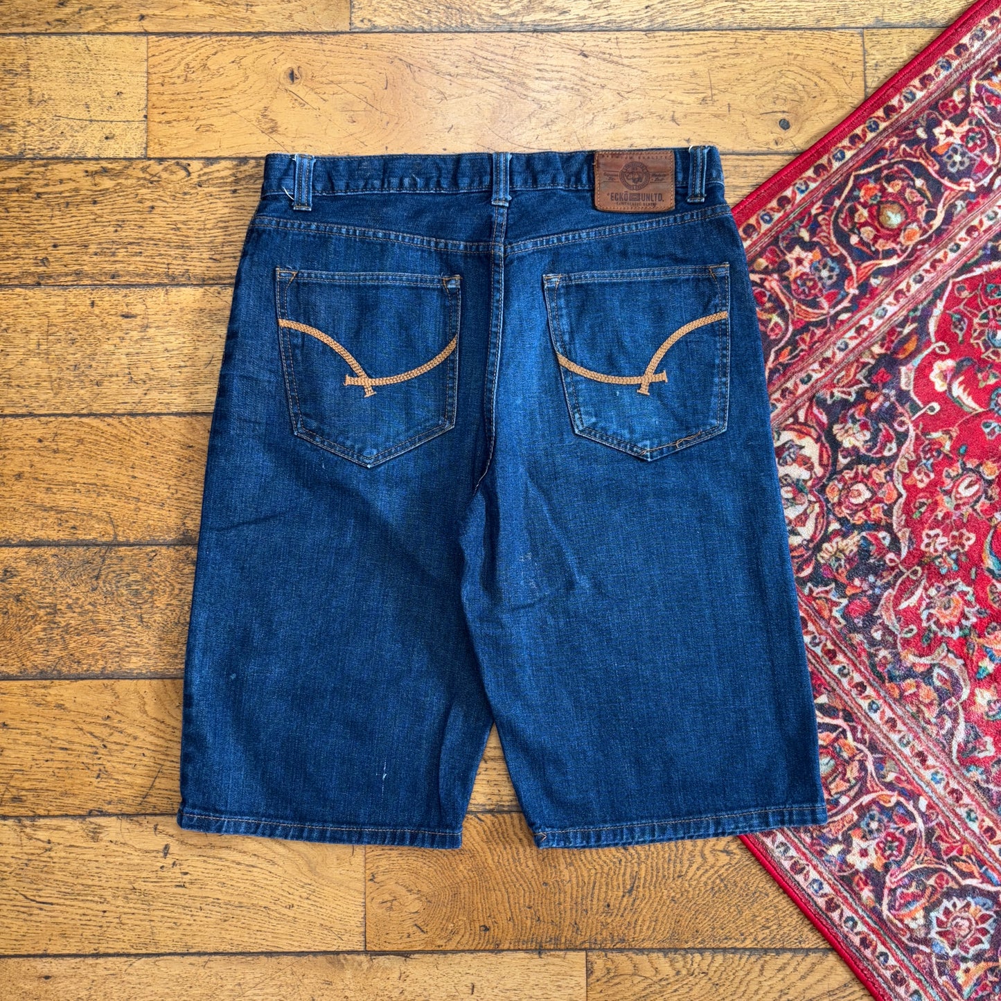 Vintage Ecko UNLTD Blue Embroidered Hip Hop Baggy Shorts Jorts - 34
