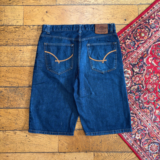 Vintage Ecko UNLTD Blue Embroidered Hip Hop Baggy Shorts Jorts - 34
