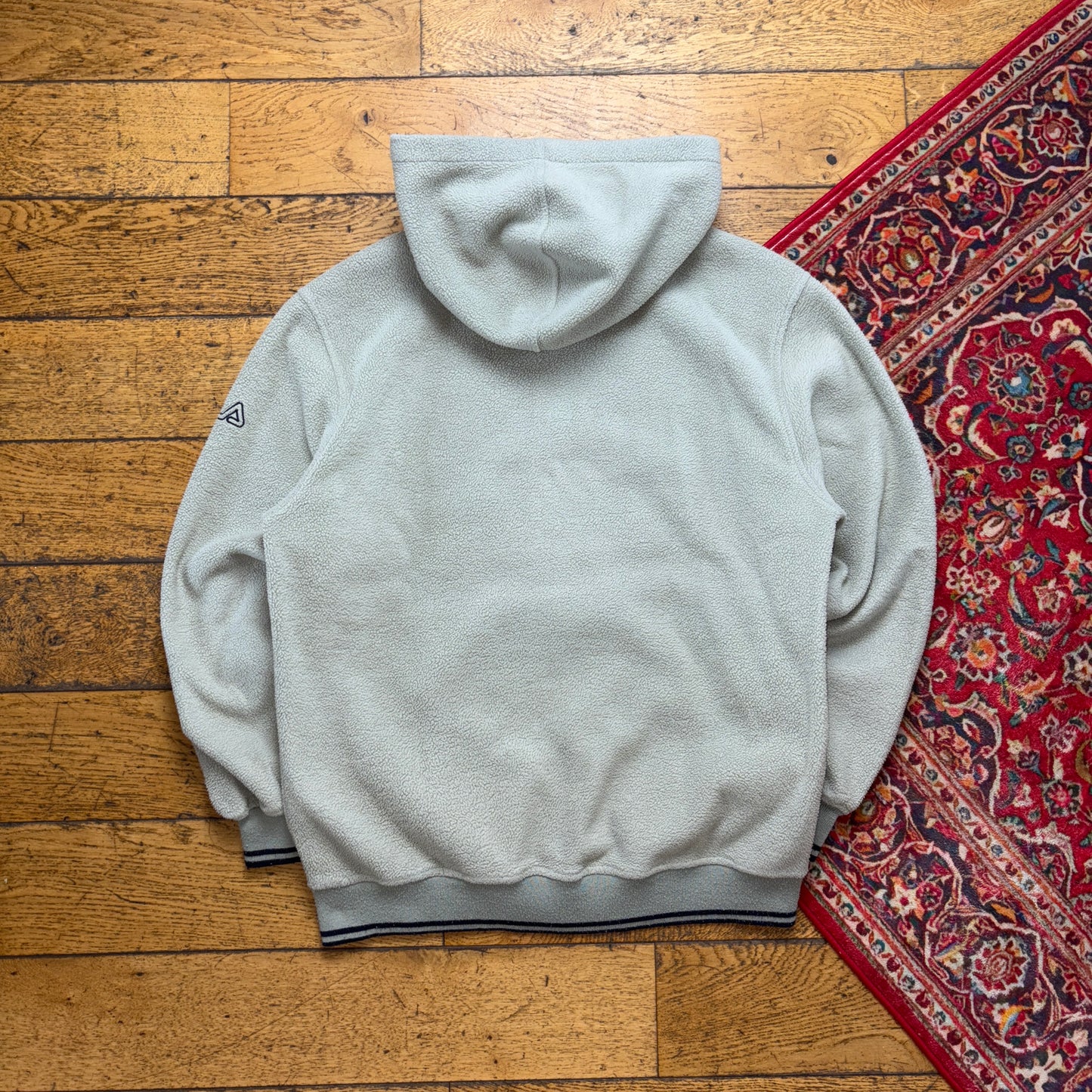 Vintage Fila Green Fleece Zip Hoodie Embroidered Sweatshirt - M