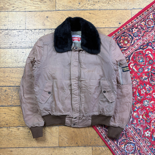Vintage Brown Bomber Aviator Pilot Jacket - S