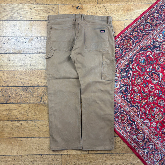 Vintage Dickies Brown Workwear Carpenter Baggy Trousers - 36