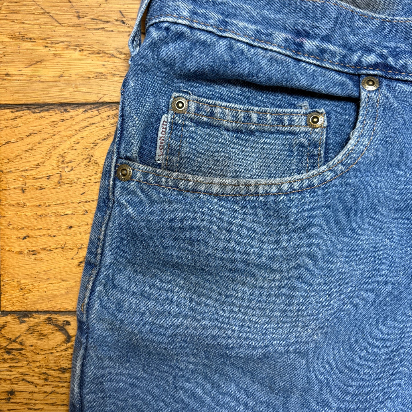 Vintage Carhartt Workwear Carpenter Baggy Blue Jeans - 38R