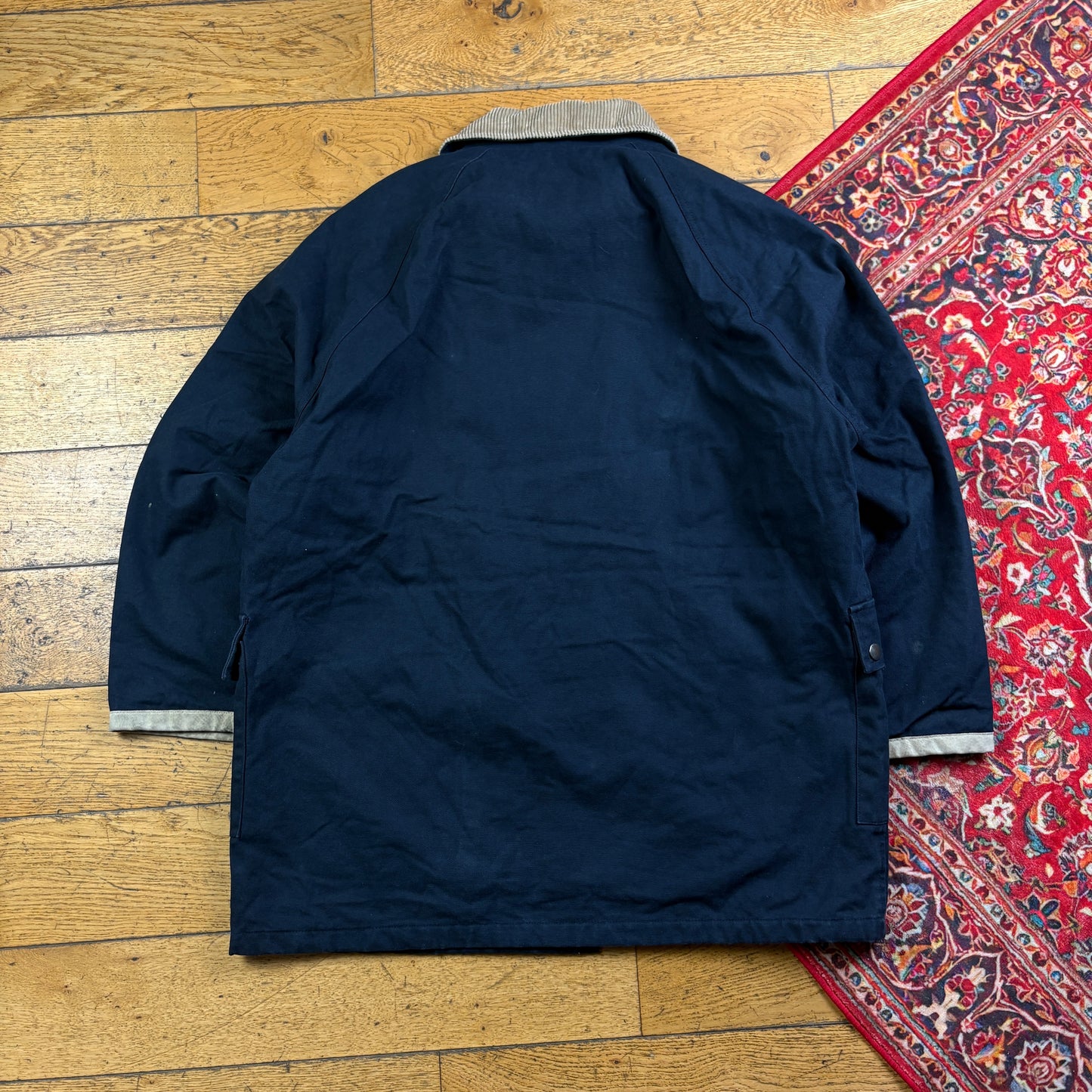 Vintage Fireman Clasp Black Trench Parka Jacket Coat - L