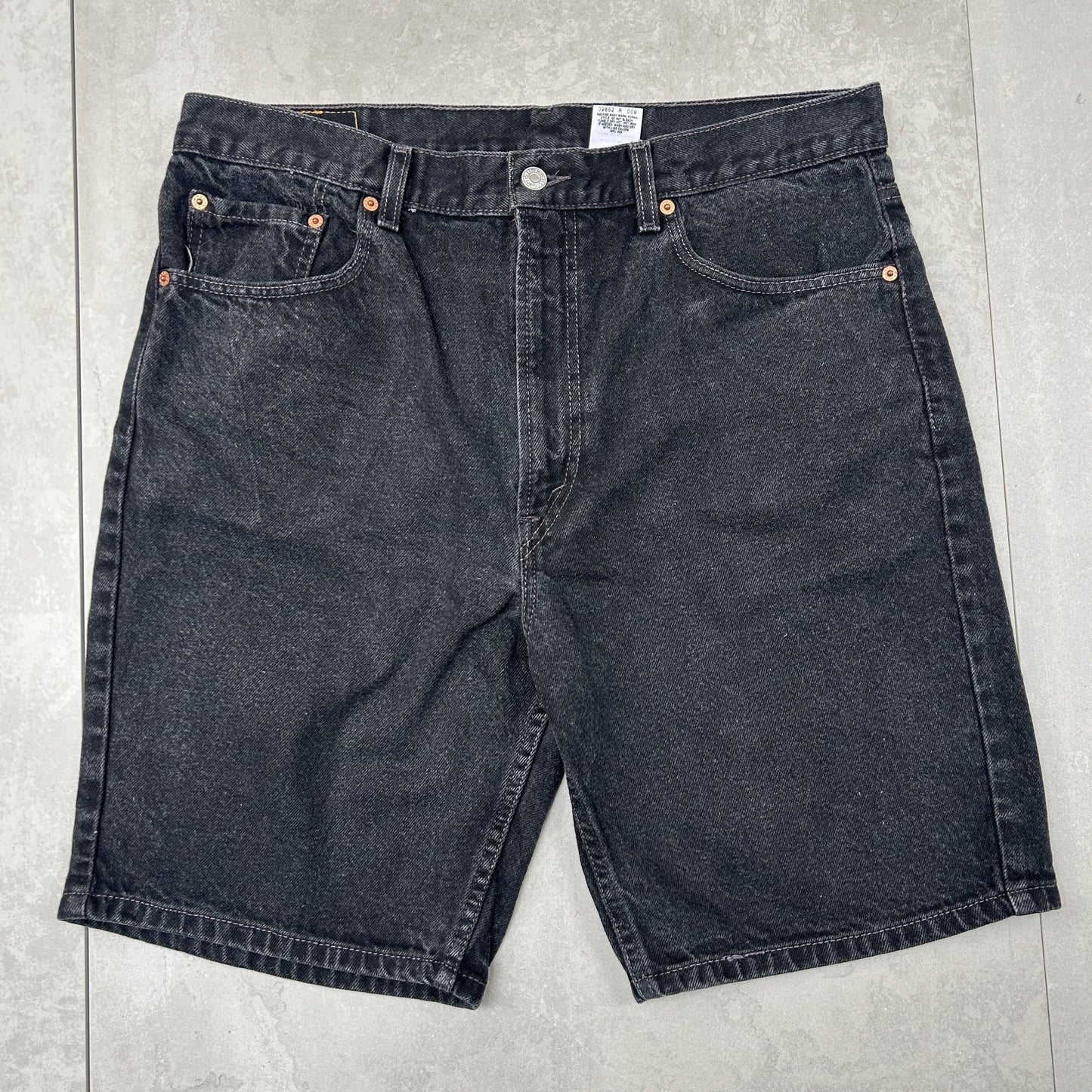 Vintage Levis 505 Black Baggy Denim Shorts - 36