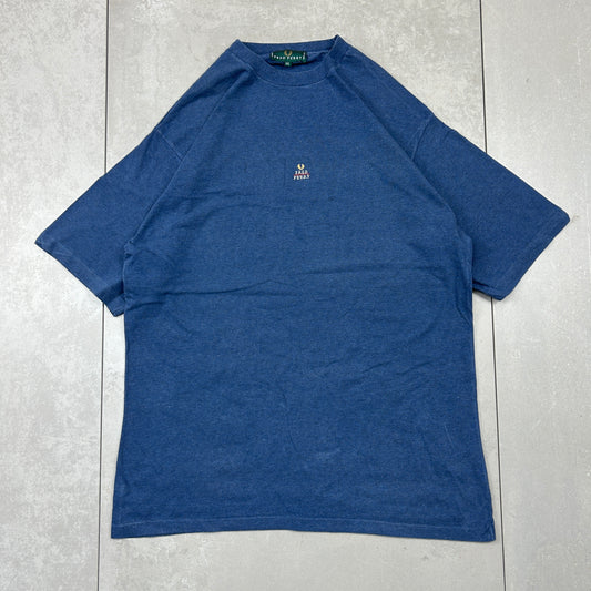 Vintage Fred Perry Embroidered Blue T-Shirt - M