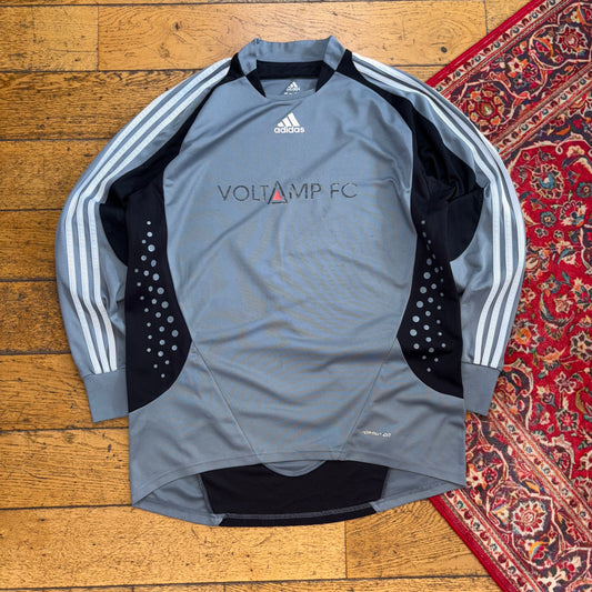 Vintage Adidas Grey Black Goalkeeper Football Long Sleeve T-Shirt - L