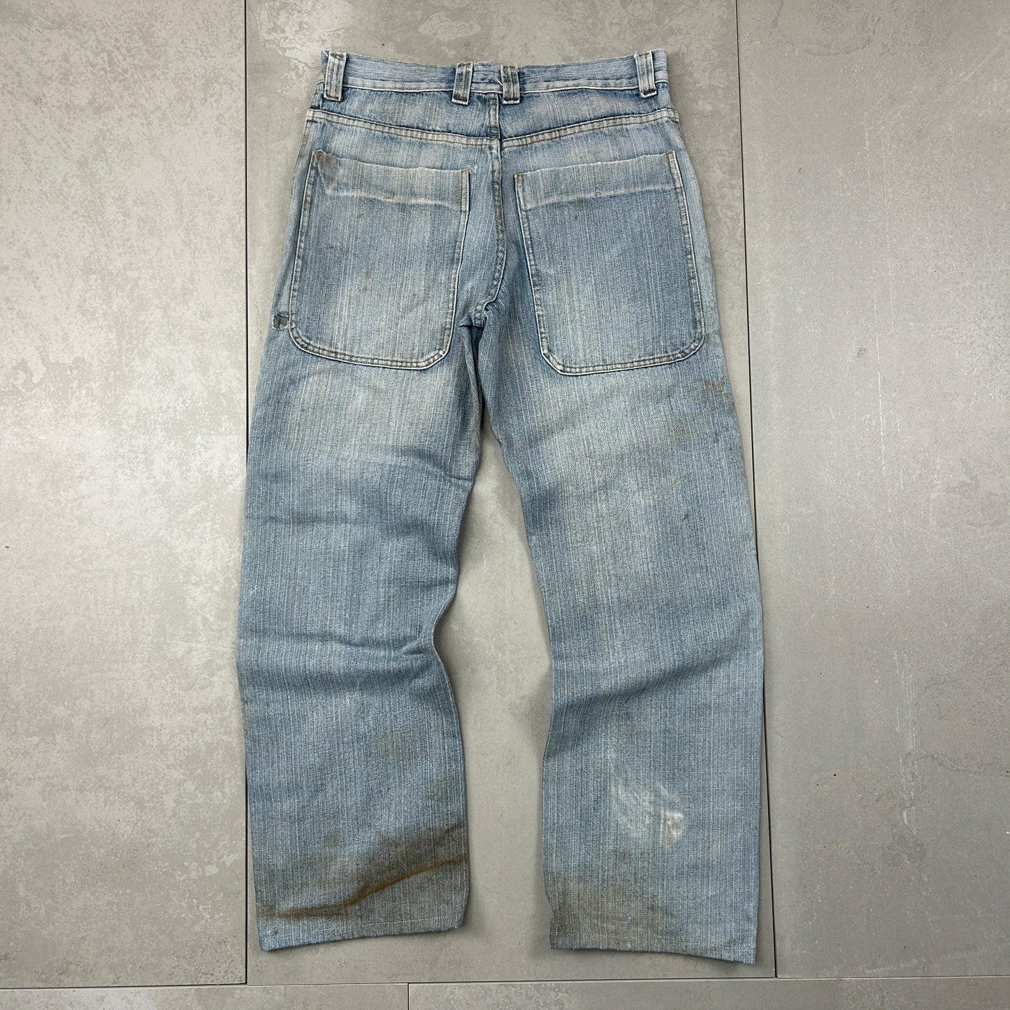 Vintage Y2K Baggy Carpenter Panelled Blue Denim Jeans - 32