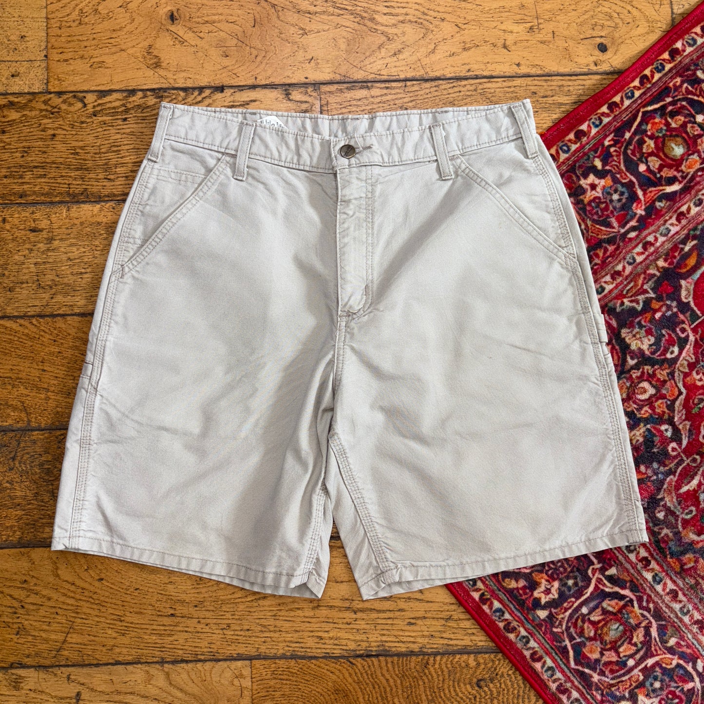 Vintage Carhartt Cream Workwear Baggy Carpenter Shorts - 32