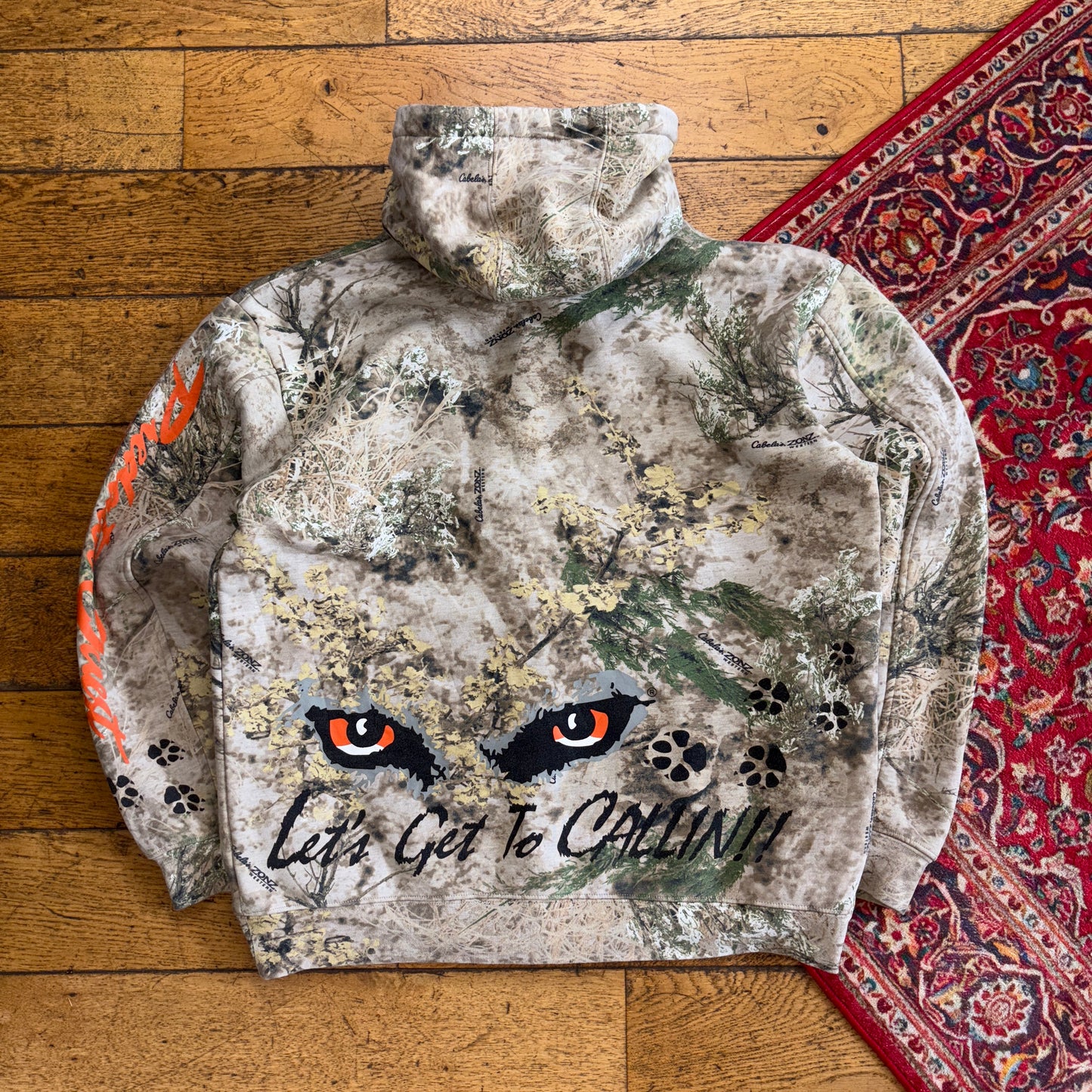 Vintage Realtree Camo Cream Hoodie Zip Embroidered Sweatshirt - L