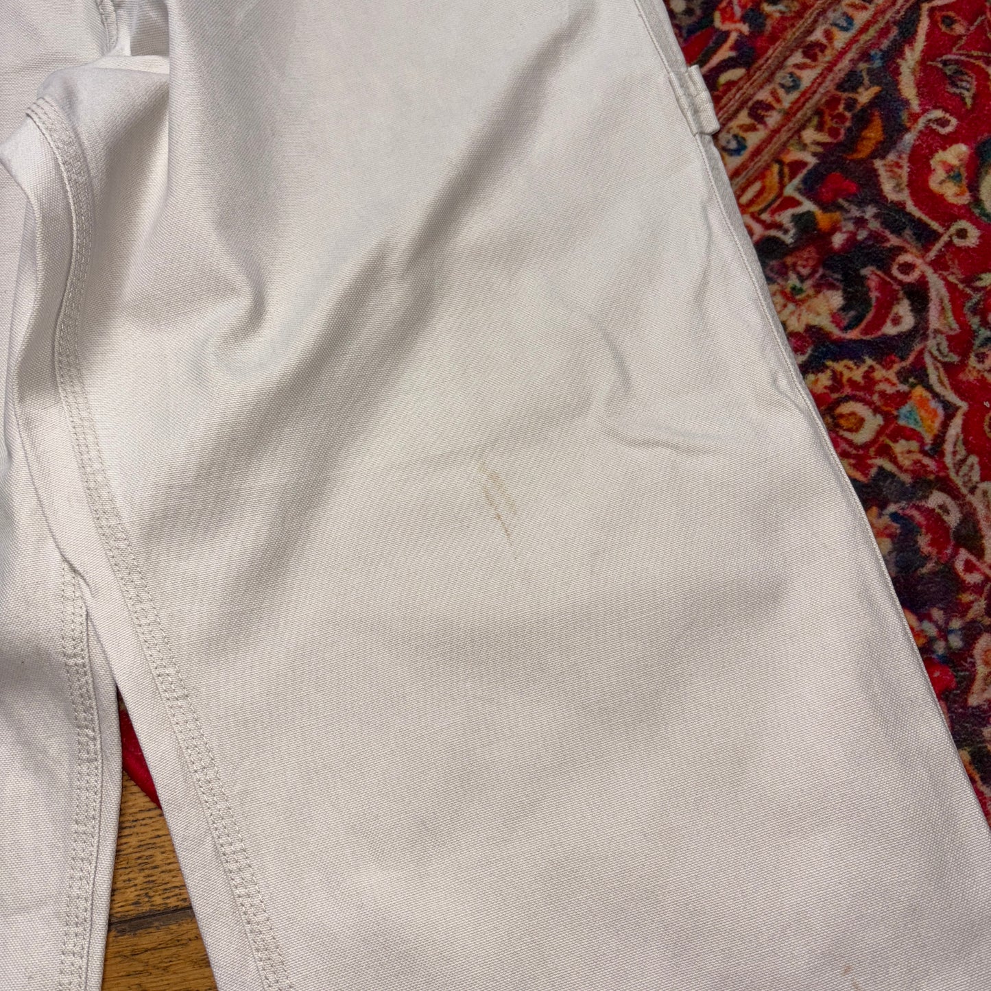 Vintage Levi's White Cream Carpenter Workwear Baggy Trousers - 35S