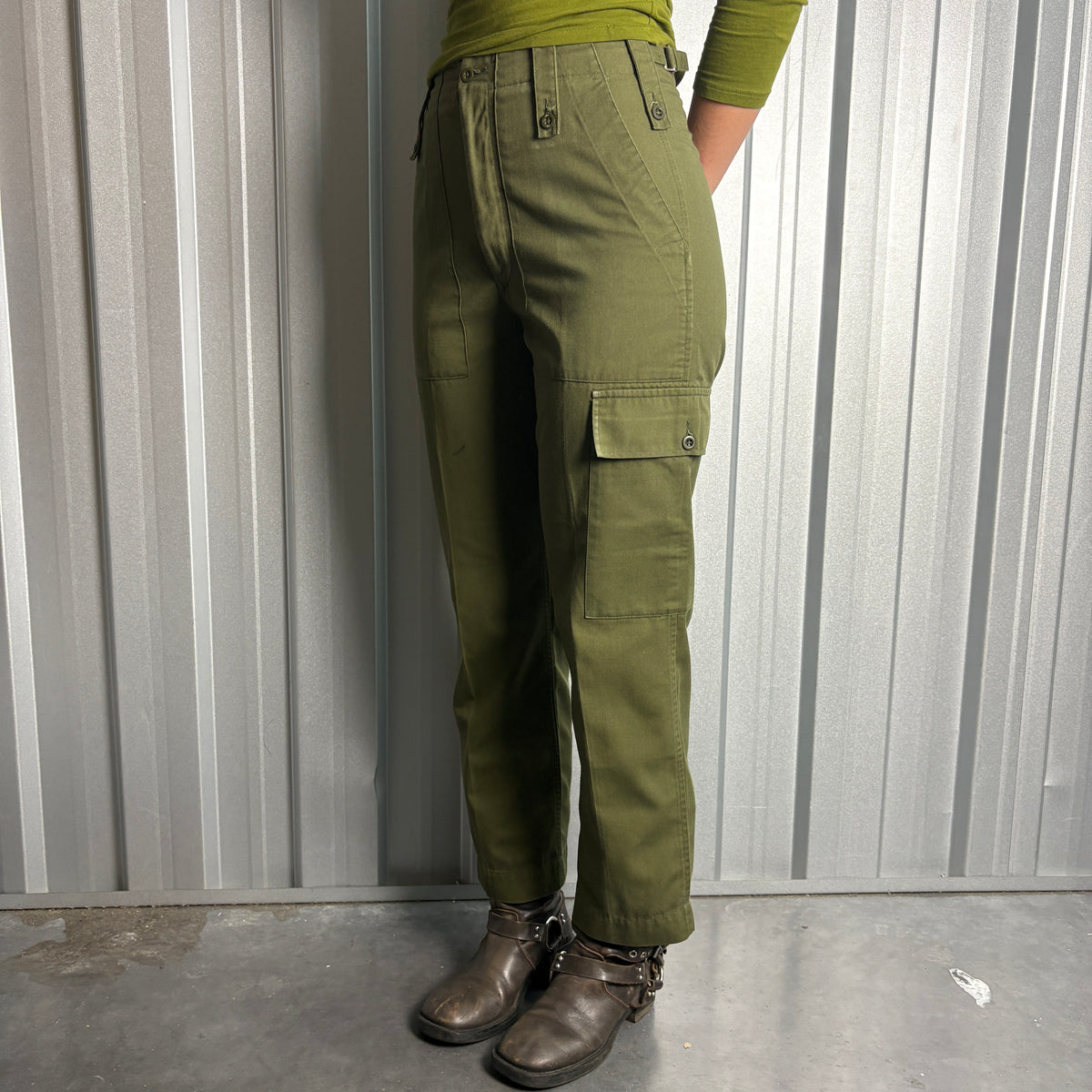 Green Army Military Cargo Fatigue Pants Trousers - 28S