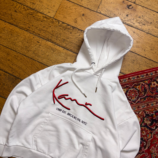 Vintage Karl Kani White Hip Hop Embroidered Hoodie Sweatshirt - S