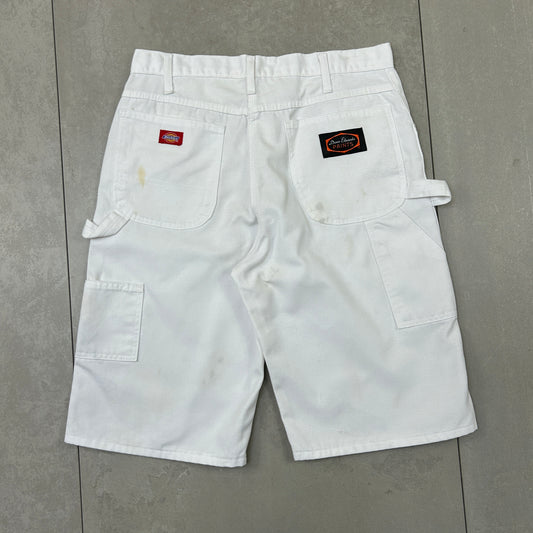 Vintage Dickies Workwear Carpenter Baggy White Shorts - 34