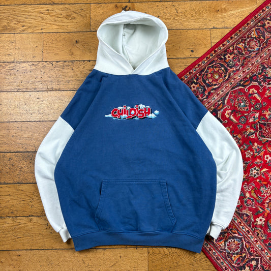 Vintage TGF Childish Blue Embroidered Hoodie Sweatshirt - XL
