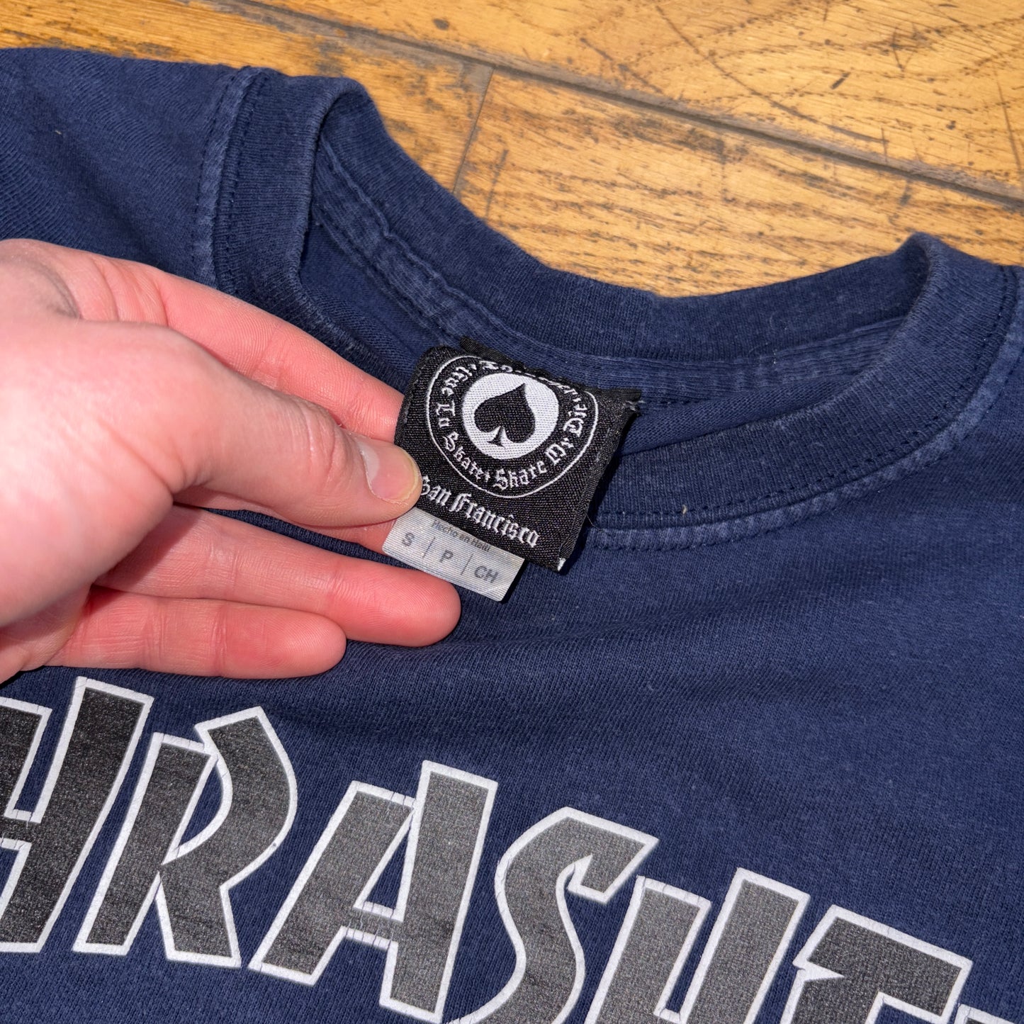 Vintage Thrasher Navy Skate Graphic Womens T-Shirt - S