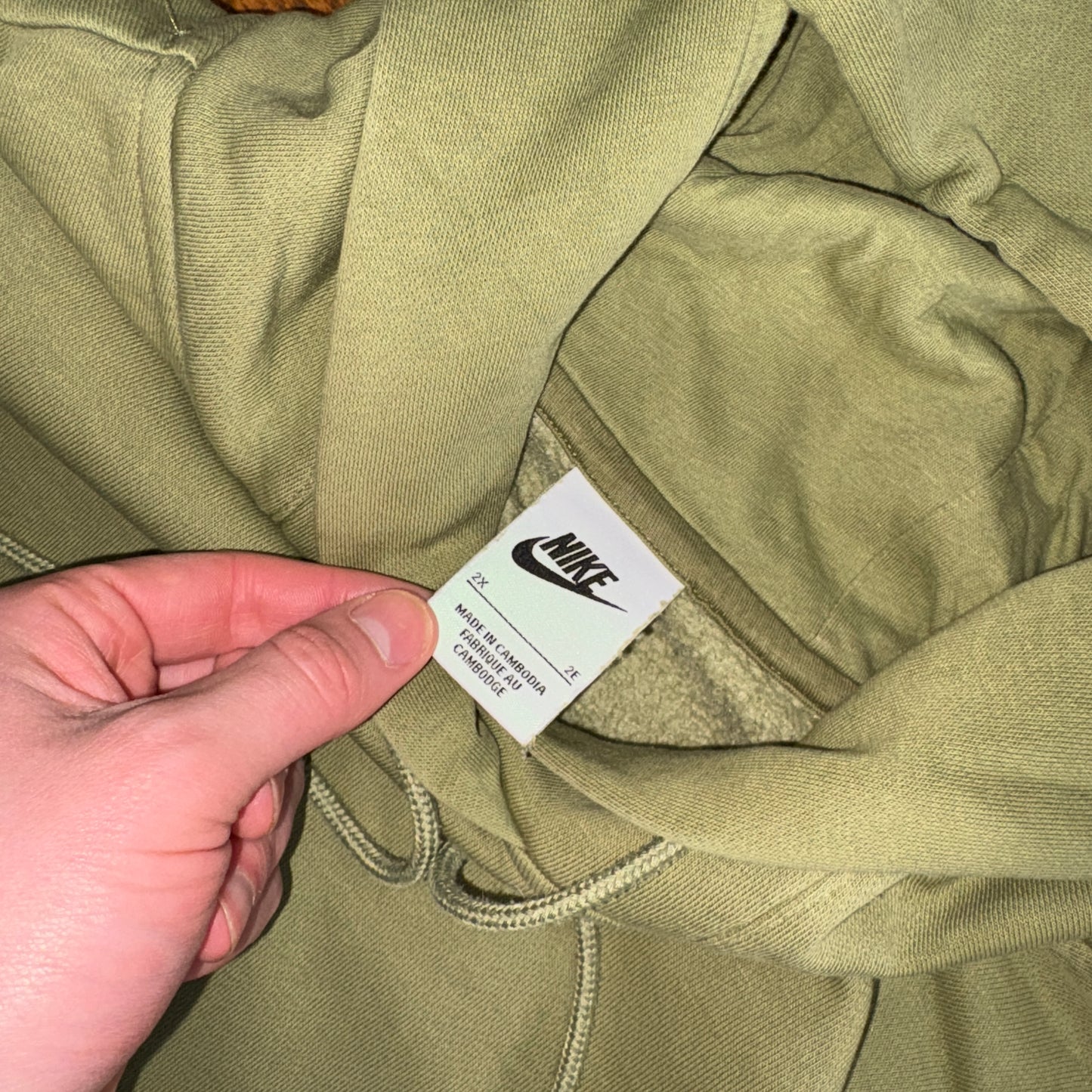 Vintage Nike Centre Swoosh Green Hoodie Embroidered Sweatshirt - 2XL