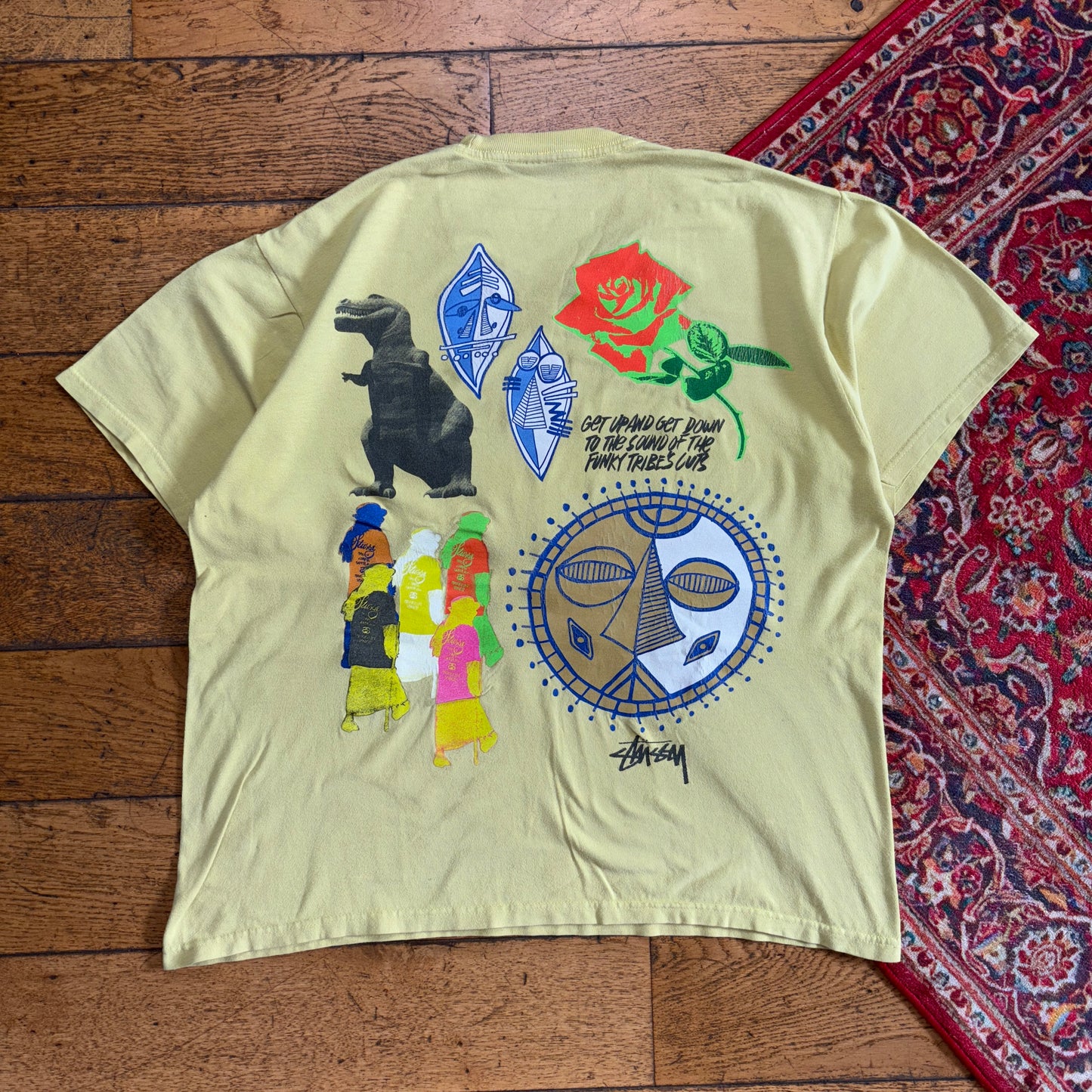 Vintage Stussy Yellow Surfwear Graphic T-Shirt - L