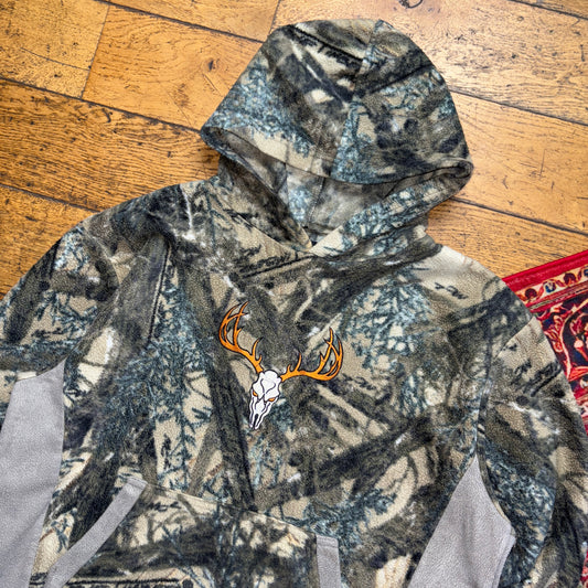 Vintage Realtree Fleece Camo Green Hoodie Embroidered Sweatshirt - L